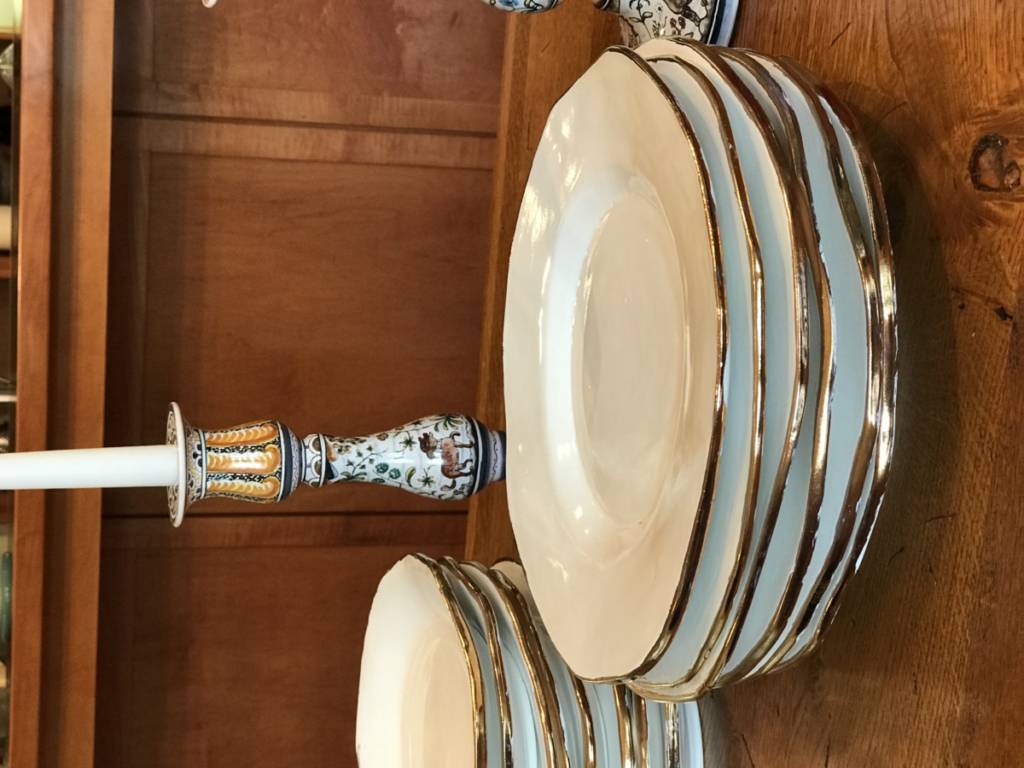 Irregular Style Dinner and Salad Plates w/Gold Overlay (set: $105 individually $35 salad, $75 dinner